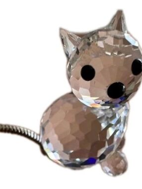 Swarovski Cat Charm Figurine With Wire Tail Retired - NOB
